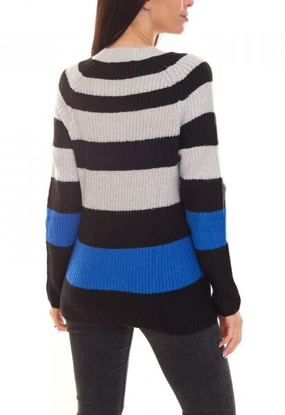 Aniston CASUAL Damen Strick-Pullover gestreifter Rundhals-Pulli 38395131 Schwarz/Grau/Blau