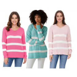 Aniston CASUAL Damen Strick-Pullover mit Baumwollanteil Alltags-Pullover Langarm-Shirt Pink, Rosa oder Türkis