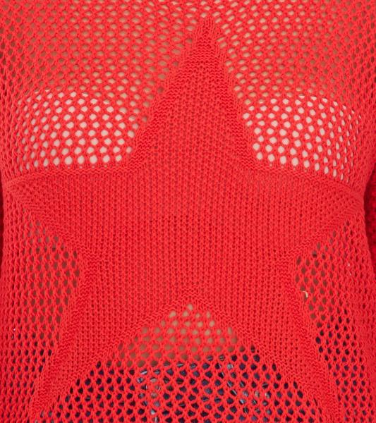 Aniston CASUAL Damen Strick-Pullover mit Lochmuster modischer Alltags-Pulli 54941968 Rot