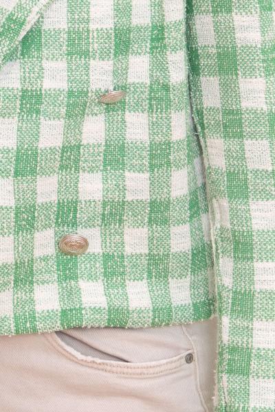 Aniston CASUALS Damen Blazer karierter Kurzblazer mit Zierkn&ouml;pfen 98869141 Gr&uuml;n
