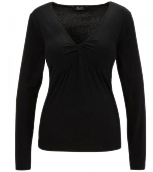 Aniston SELECTED Damen Langarm-Shirt mit Knotendetails Alltags-Pullover 15858260 Schwarz
