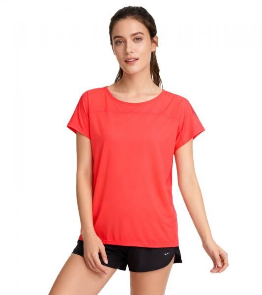 Bench Damen Sport-Shirt atmungsaktives Lauf-Shirt mit Logo-Schriftzug am R&uuml;cken PK11423 Neonrot