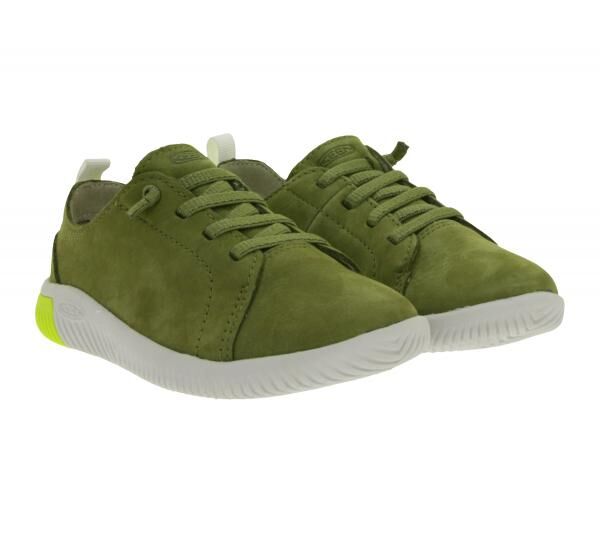 Bequeme KEEN Knx Lace Fig/Star Kinder Barfu&szlig;schuhe mit Eco Anti-Odor-Technologie Echtleder-Schuhe Freizeit-Schuhe 1030119 Oliv-Gr&uuml;n