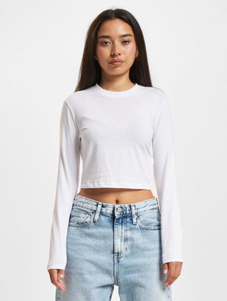 bequemes DEF Damen Sweatshirt mit Baumwolle Wei&szlig;