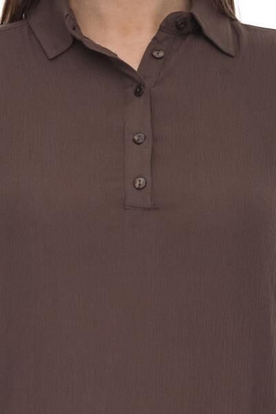BOYSEN&acute;S Kleid Damen Hemdblusen-Kleid in Crinkle Optik leicht durchscheinend 42883962 Braun
