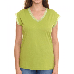 BOYSEN'S Women's Top with Lace Details, Short-Sleeve Shirt 34323651 Green