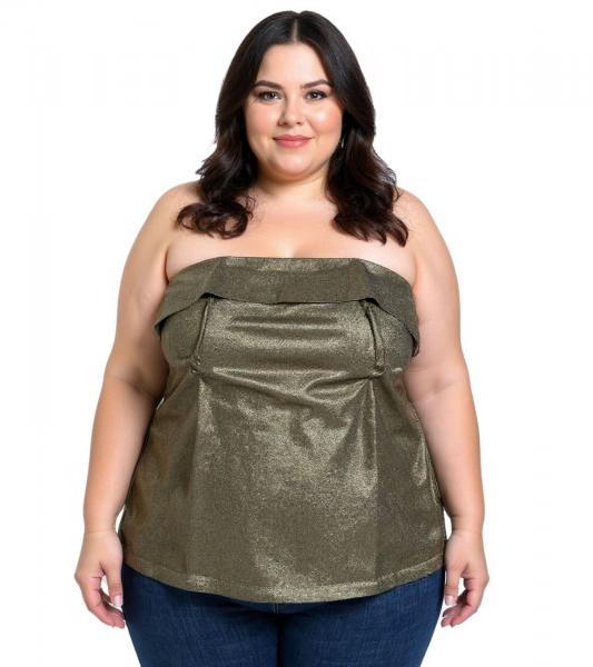Damen auff&auml;lliges Bandeau Sommer-Top Festival-Shirt 956209 Gold