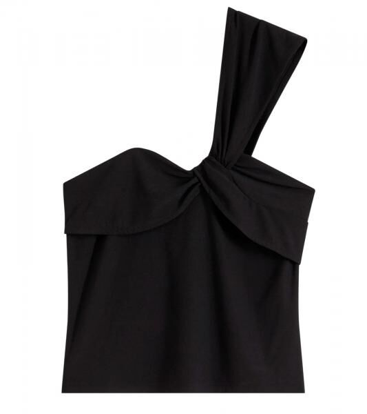 Damen Sommer-Top asymmetrisches Freizeit-Top in Wickeloptik 906010 Schwarz