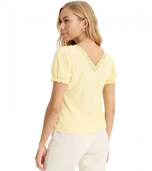 Damen T-Shirt mit dekorativen Elementen Kurzarm-Shirt 919297 Gelb