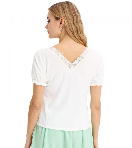 Damen T-Shirt mit dekorativen Elementen Kurzarm-Shirt 944192 Wei&szlig;