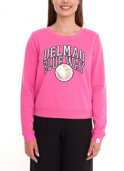 DELMAO Cropped Sweater verk&uuml;rzt geschnittener Damen Baumwoll-Pullover 42556633 Pink