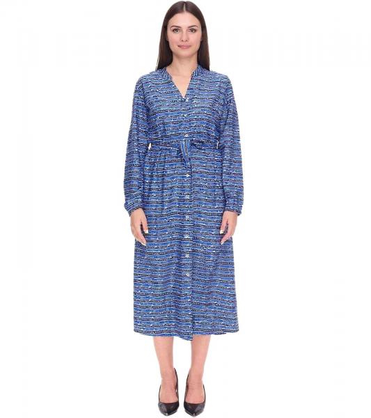 DELMAO Damen Blusenkleid Sommer-Bluse mit Marken-Schriftzug Langarm-Shirt 47783738 Blau