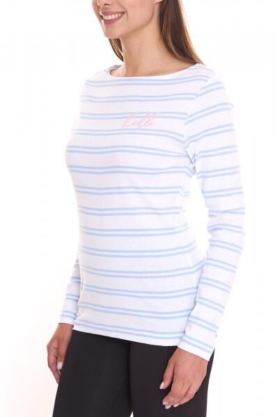 DELMAO Damen Langarm-Shirt gestreiftes Baumwoll-Sweatshirt 85025237 Blau/Wei&szlig;
