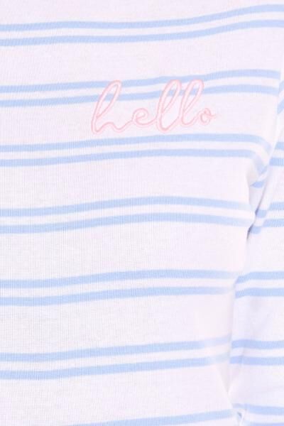 DELMAO Damen Langarm-Shirt gestreiftes Baumwoll-Sweatshirt 85025237 Blau/Wei&szlig;