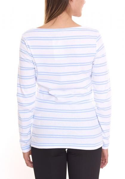 DELMAO Damen Langarm-Shirt gestreiftes Baumwoll-Sweatshirt 85025237 Blau/Wei&szlig;