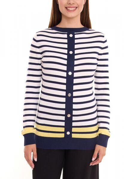 DELMAO Damen Langarm-Shirt gestreiftes Rundhals-Sweatshirt 16256460 Blau/Wei&szlig;