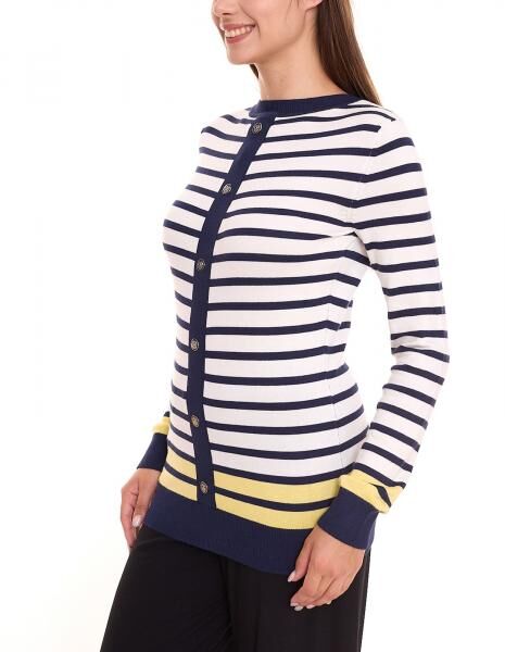 DELMAO Damen Langarm-Shirt gestreiftes Rundhals-Sweatshirt 16256460 Blau/Wei&szlig;