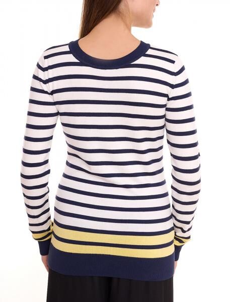 DELMAO Damen Langarm-Shirt gestreiftes Rundhals-Sweatshirt 16256460 Blau/Wei&szlig;