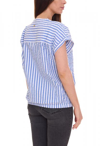 DELMAO Damen Sommer-Bluse gestreift Kurzarm-Bluse Sommer-Shirt 64287360 Blau/Wei&szlig;
