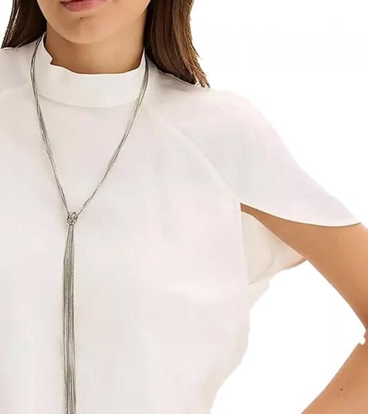 extravagante Damen Bluse aus Viskose-Mix Sommer-Shirt mit Cape-&Auml;rmeln 925601 Wei&szlig;
