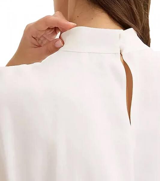 extravagante Damen Bluse aus Viskose-Mix Sommer-Shirt mit Cape-&Auml;rmeln 925601 Wei&szlig;