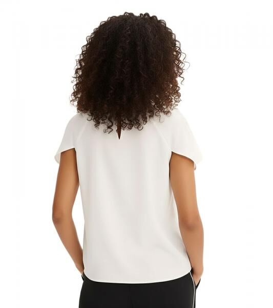extravagante Damen Bluse aus Viskose-Mix Sommer-Shirt mit Cape-&Auml;rmeln 925601 Wei&szlig;