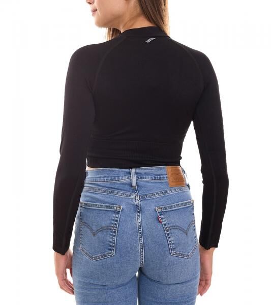 FAYN SPORTS Longsleeve Crop Top Damen Sport-Shirt nahtloses Yoga-Shirt 47005506 Schwarz