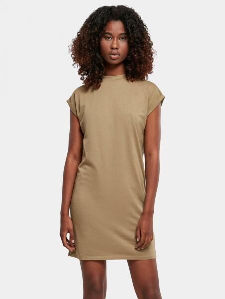 feminines Urban Classics Damen Kleid 140 g/m&sup2; mit Baumwolle Beige