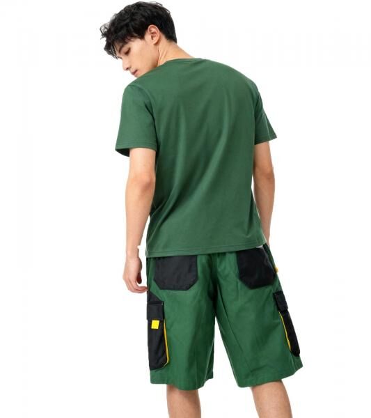 Herren Arbeits-Shorts mit 6 Taschen Cargo-Bermuda nachhaltige Arbeits-Hose Garten-Hose Gr&uuml;n/Schwarz/Gelb