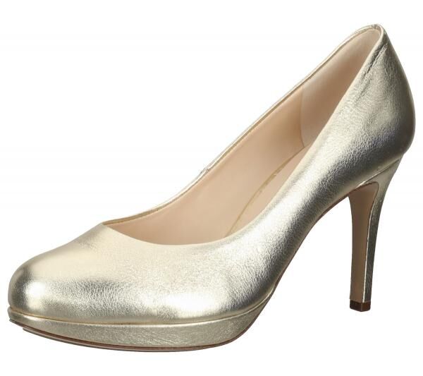 h&ouml;gl Cosymetal Damen Echtleder-Pumps elegante Stilettos Abend-Schuhe 3-12 8001 7500 Platin/Gold