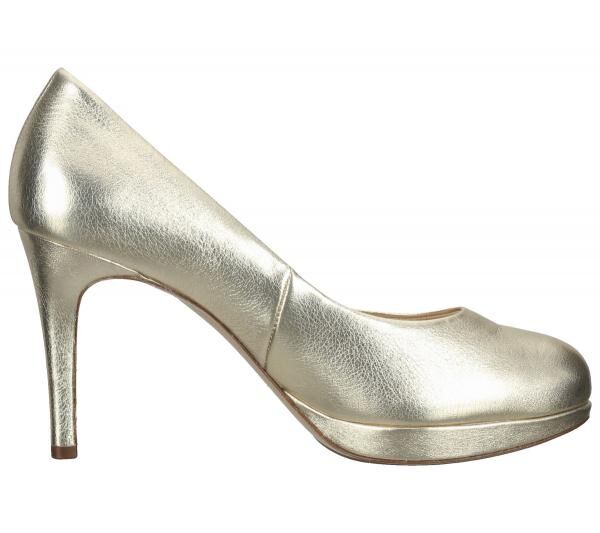 h&ouml;gl Cosymetal Damen Echtleder-Pumps elegante Stilettos Abend-Schuhe 3-12 8001 7500 Platin/Gold