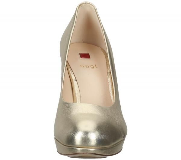 h&ouml;gl Cosymetal Damen Echtleder-Pumps elegante Stilettos Abend-Schuhe 3-12 8001 7500 Platin/Gold