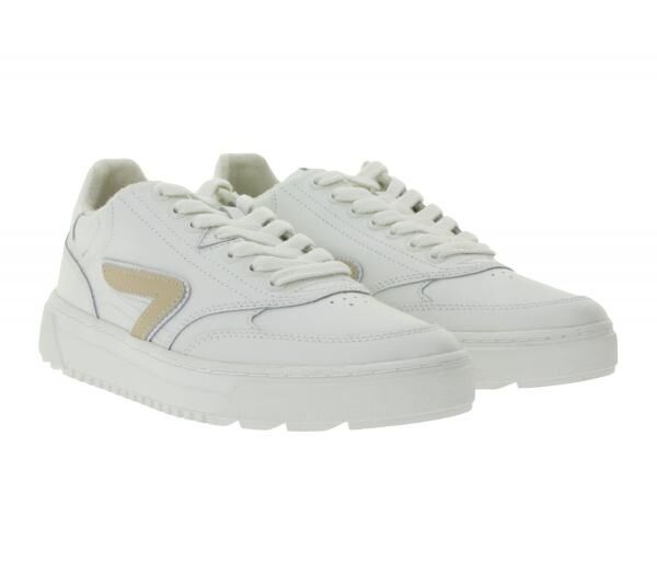 HUB Duke Damen Sneaker mit Terry-F&uuml;tterung Echtleder-Schuhe W50008L31-L10-947 Wei&szlig;/Beige