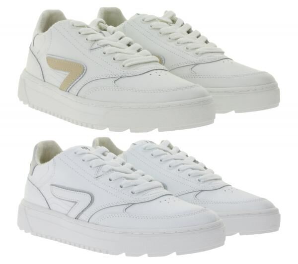 HUB Duke Damen Sneaker mit Terry-F&uuml;tterung Echtleder-Schuhe W50008L31-L10 in Wei&szlig;/Beige oder Wei&szlig;/Grau