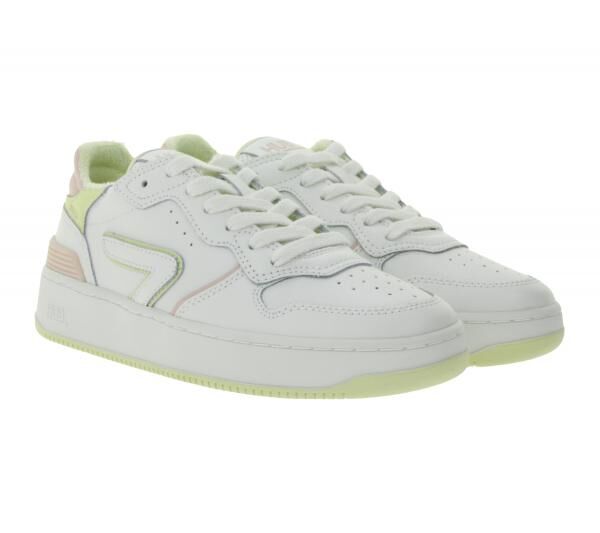 HUB Smash L31 Damen Sneaker mit Terry-F&uuml;tterung Echtleder-Schuhe W5008L31-L10-A21 Wei&szlig;/Rosa
