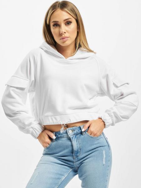 l&auml;ssiger URBAN CLASSICS Damen Hoodie Kordelzug Klettverschluss 300 g/m&sup2; mit Baumwolle Wei&szlig;