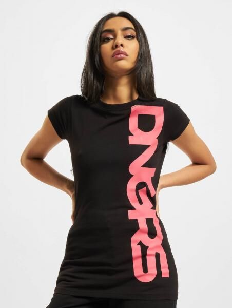 l&auml;ssiges Dangerous DNGRS Damen T-Shirt mit Baumwolle Schwarz/Rosa