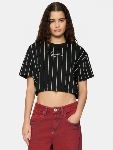 l&auml;ssiges Karl Kani Damen T-Shirt 180 g/m&sup2; mit Baumwolle Schwarz/Wei&szlig;