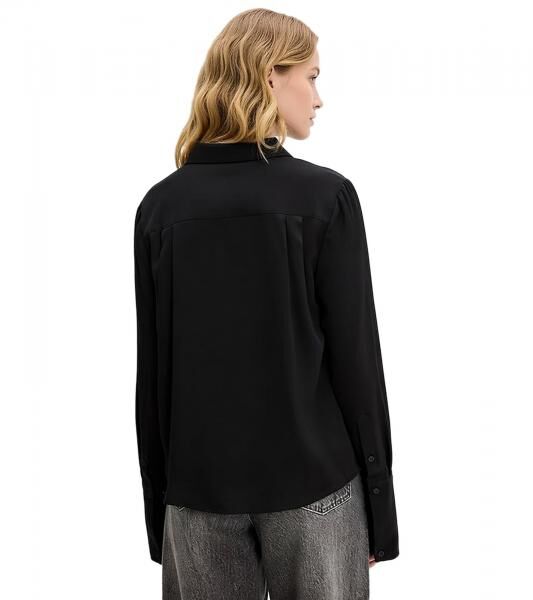 lang&auml;rmlige Damen Bluse aus Viskose-Mix mit Ballon-Saum Sommer-Shirt 921905 Schwarz