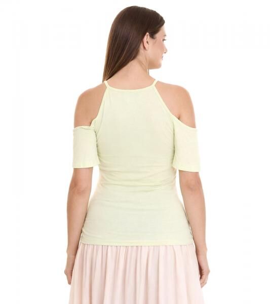 MELROSE Damen Off-Shoulder-Shirt mit Blumenborder elegantes Ausgeh-Top 11037716 Gr&uuml;n