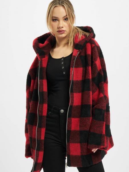 moderne URBAN CLASSICS Damen Jacke 300 g/m&sup2; Rot/Schwarz