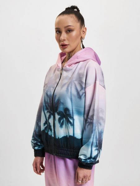 moderner Just Rhyse Damen Hoodie Rei&szlig;verschluss Rippb&uuml;ndchen Flieder-Violett