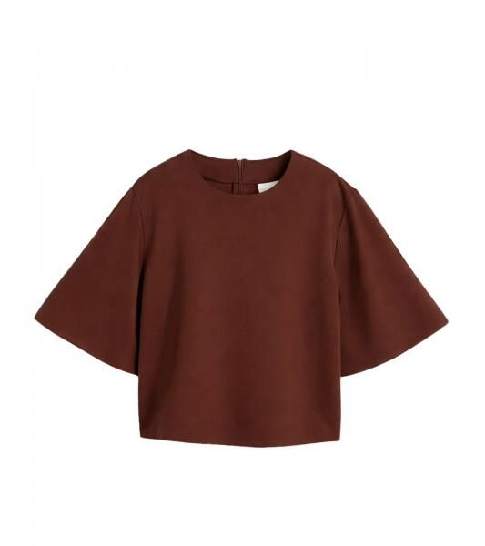 Modernes Damen Oversize T-Shirt aus bequemem Punto-di-Roma Material mit Rei&szlig;verschluss hinten 966086 Braun