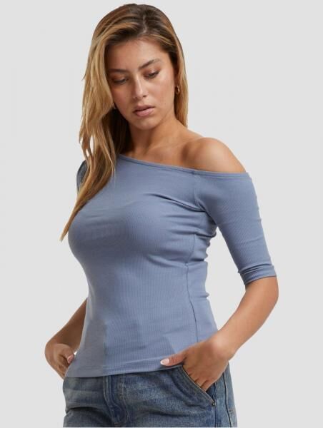 modernes Urban Classics Damen T-Shirt 180 g/m&sup2; mit Baumwolle Blau