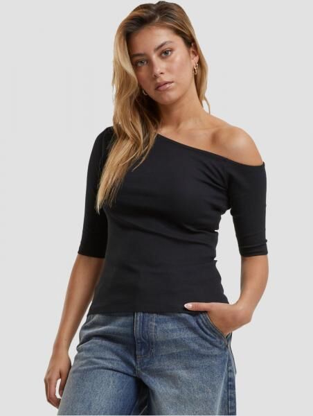 modernes Urban Classics Damen T-Shirt 180 g/m&sup2; mit Baumwolle Schwarz