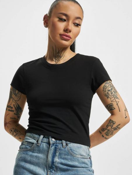 modernes Urban Classics Damen T-Shirt Stretch 180 g/m&sup2; mit Baumwolle Schwarz