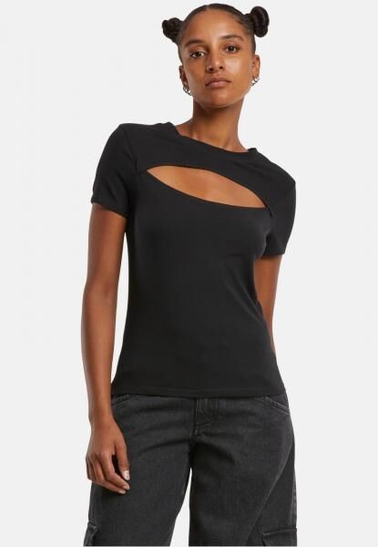 modernes Urban Classics Damen T-Shirt Stretch 190 g/m&sup2; mit Baumwolle Schwarz