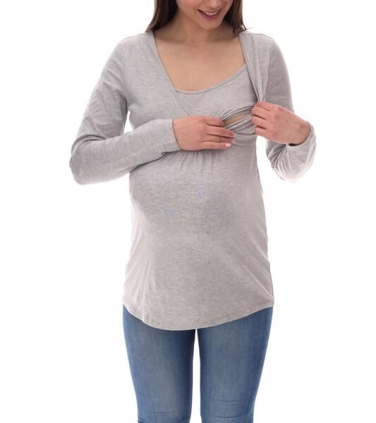 neun 9 monate Damen schlichtes Schwangerschafts-Shirt Umstands-Mode 44189220 Grau