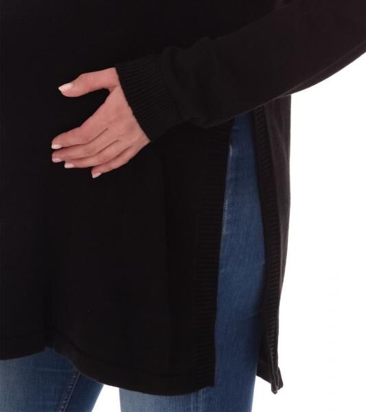 neun 9 monate Damen Schwangerschafts-Pullover mit gro&szlig;em Schlitz Strick-Pullover Umstands-Mode 46551556 Schwarz