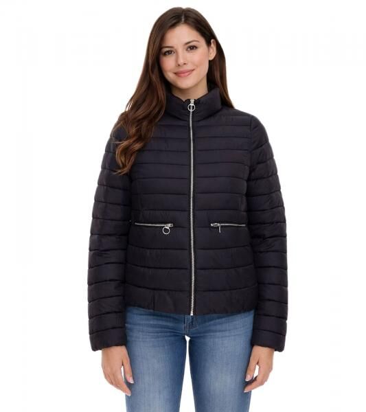 ONLY Damen Stepp-Jacke &Uuml;bergangs-Jacke mit Stehkragen oder Kapuze Basic-Jacke Schwarz oder Hellblau